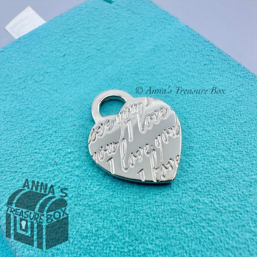 Tiffany & Co. 925 Silver I Love You Heart Notes Charm Pendant (pouch)